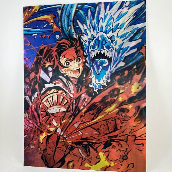 Poster 3D lenticular Tanjiro, Nezuko y Zenitsu