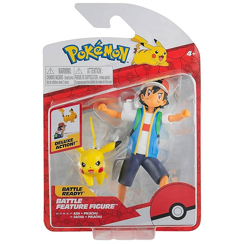 Figura Battle Ready Ash y Pikachu Pokémon