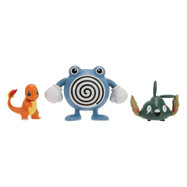 Figura Battle Charmander, Poliwhirl y Trubbish Pokémon