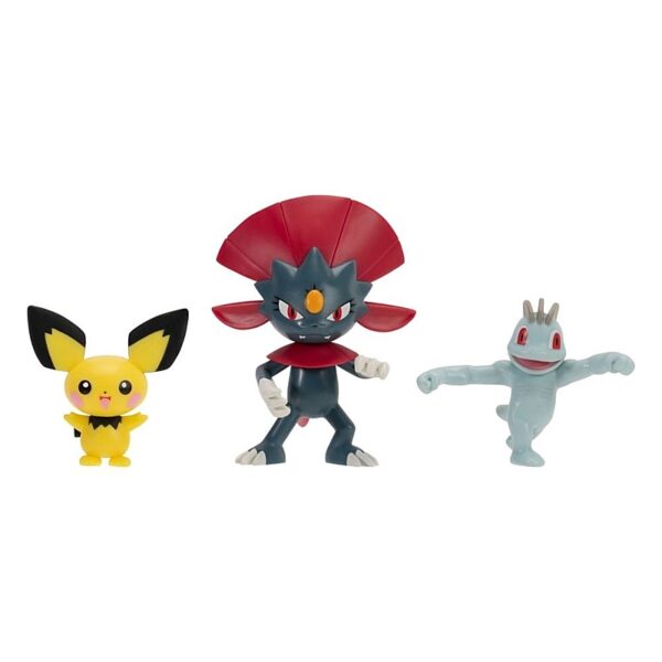 Figuras Battle Pichu, Weavile y Machop Pokémon