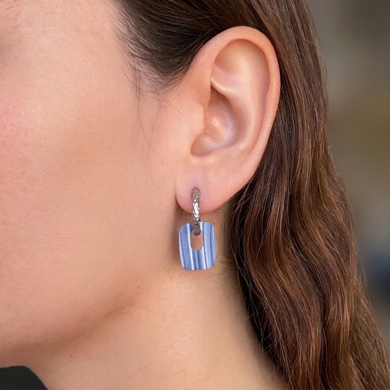 Pendientes Muna Rayado Azul fino - Imagen 2