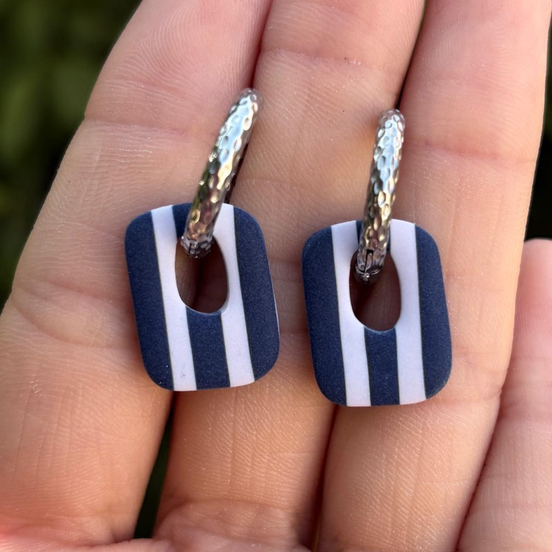 Pendientes Muna Rayas Azul