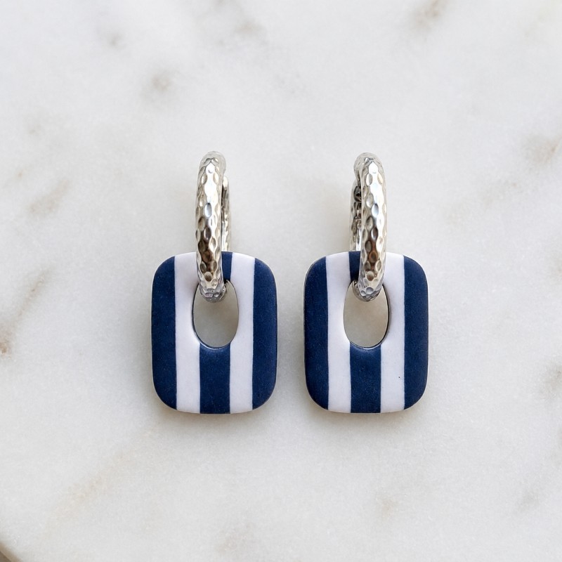 Pendientes Muna Rayas Azul